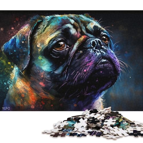 Puzzle für Erwachsene, 1000 Teile, Bunter Mops, Holzpuzzle, Familiendekoration (Größe 75 * 50 cm) von LiJianXXL