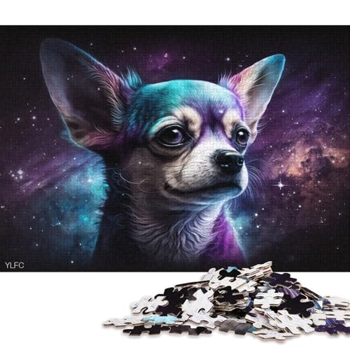 Puzzle für Erwachsene, 1000 Teile, Galaxie, kosmischer Chihuahua, Puzzle für Erwachsene, Papppuzzle, tolle Geschenke zu Weihnachten (Größe 38 * 26 cm) von LiJianXXL