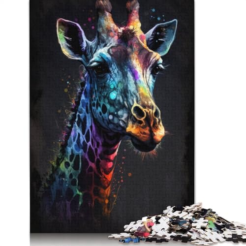 Puzzle für Erwachsene, 1000 Teile, Graffiti-Tier-Giraffe, Puzzle für Erwachsene und Kinder, Papppuzzle, Spielzeug, Denkspiel, 38 x 26 cm von LiJianXXL