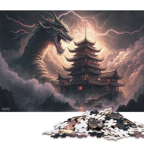 Puzzle für Erwachsene, 1000 Teile, Japanischer Tempel mit Drachen, Puzzle für Erwachsene, Puzzle aus Pappe, Lernspielzeug, Familienspiele 38x26cm/1000 Teile von LiJianXXL