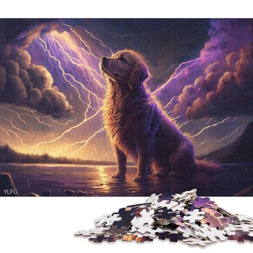 Puzzle für Erwachsene, 1000 Teile, Kunst, Golden Retriever, Puzzle für Erwachsene, Puzzle aus Pappe, Lernspielzeug, Familienspiele 38x26cm/1000 Teile von LiJianXXL