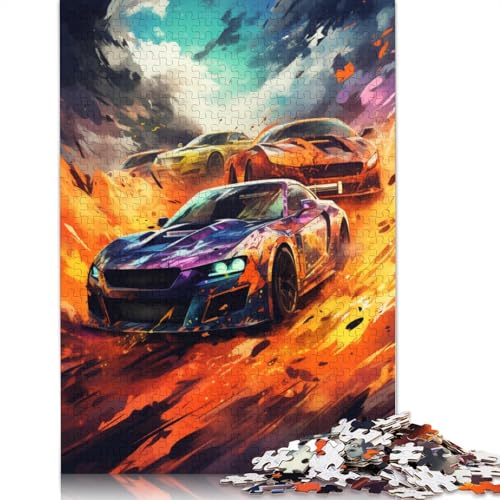 Puzzle für Erwachsene, 1000 Teile, Kunst-Sportwagen-Puzzle für Erwachsene und Kinder, Holzpuzzle, Spielzeug, Denkspiel, 75 x 50 cm von LiJianXXL