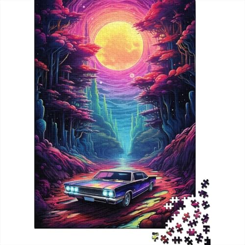 Puzzle für Erwachsene, 1000 Teile, Neonauto in der Natur, Puzzle für Erwachsene, Holzpuzzle, Heimdekoration (Größe 75 x 50 cm) von LiJianXXL