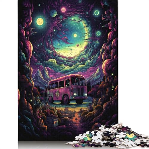 Puzzle für Erwachsene, 1000 Teile, Psychedelischer Bus, Puzzle für Erwachsene und Kinder, Papppuzzle, Spielzeug, Denkspiel, 38 x 26 cm von LiJianXXL