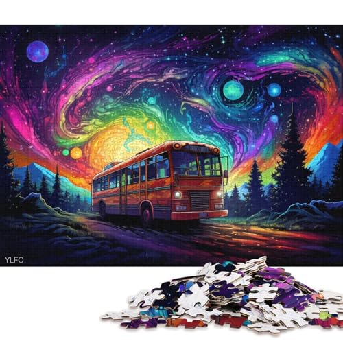 Puzzle für Erwachsene, 1000 Teile, Regenbogenbus, Puzzle für Erwachsene, Holzpuzzle, Lernspielzeug, Familienspiele 75x50cm/1000 Teile von LiJianXXL