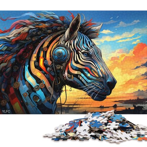 Puzzle für Erwachsene, 1000 Teile, Roboter-Farbzebra-Puzzle für Erwachsene, Puzzle aus Pappe, Lernspielzeug, Familienspiele 38x26cm/1000 Teile von LiJianXXL