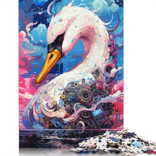 Puzzle für Erwachsene, 1000 Teile, Roboterkunst, Schwan, Puzzle für Erwachsene und Kinder, Holzpuzzle, Spielzeug, Denkspiel, 75 x 50 cm von LiJianXXL