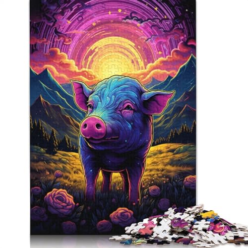 Puzzle für Erwachsene, 1000 Teile, Schweine-Puzzle für Erwachsene und Kinder, Holzpuzzle, Spielzeug, Denkspiel, 75 x 50 cm von LiJianXXL