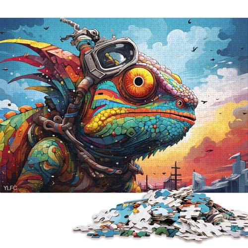 Puzzle für Erwachsene, 1000 Teile, Tier-Chamäleon-Roboter, für Erwachsene und Kinder, Holzpuzzle, Familienpuzzlespiel 75x50cm/1000 Teile von LiJianXXL