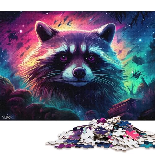 Puzzle für Erwachsene, 1000 Teile, Waschbär im Weltraum, Puzzle für Erwachsene, Holzpuzzle, Lernspielzeug, Familienspiele 75x50cm/1000 Teile von LiJianXXL