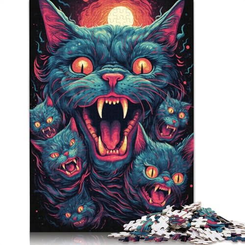 Puzzle für Erwachsene, 1000 Teile, Wütende Katze, Puzzle für Erwachsene, Puzzle aus Pappe, Lernspielzeug, Familienspiele, 38 x 26 cm von LiJianXXL