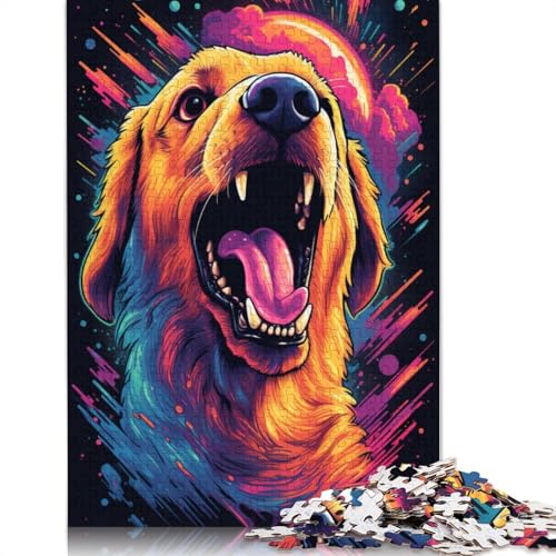 Puzzle für Erwachsene, 1000 Teile, Wütender Golden Retriever, Puzzle für Erwachsene und Kinder, Holzpuzzle, Spielzeug, Denkspiel, 75 x 50 cm von LiJianXXL