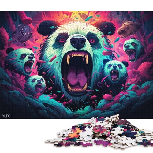 Puzzle für Erwachsene, 1000 Teile, Wütender Panda, Puzzle für Erwachsene, Puzzle aus Pappe, Lernspielzeug, Familienspiele 38x26cm/1000 Teile von LiJianXXL