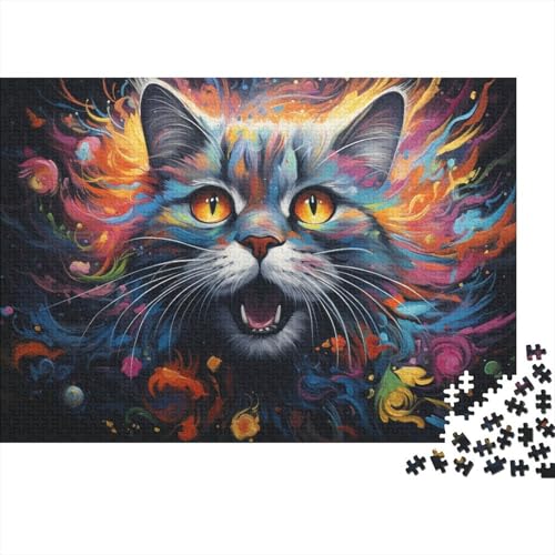 Puzzle für Erwachsene, 1000 Teile, bizarres, buntes Katzenpuzzle für Erwachsene, Holzpuzzle, Lernspiel für Erwachsene und Kinder, 50 x 75 cm von LiJianXXL