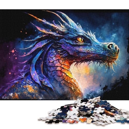 Puzzle für Erwachsene, 1000 Teile, bunter Drache, für Erwachsene und Kinder, Holzpuzzle, tolles Geschenk für Erwachsene (Größe 75 * 50 cm) von LiJianXXL