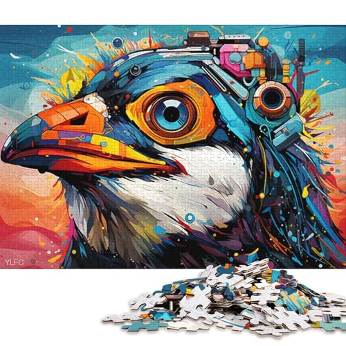 Puzzle für Erwachsene, 1000 Teile, buntes Roboter-Pinguin-Puzzle für Erwachsene, Kartonpuzzle, Lernspiel, Herausforderungsspielzeug 38x26cm/1000 Teile von LiJianXXL