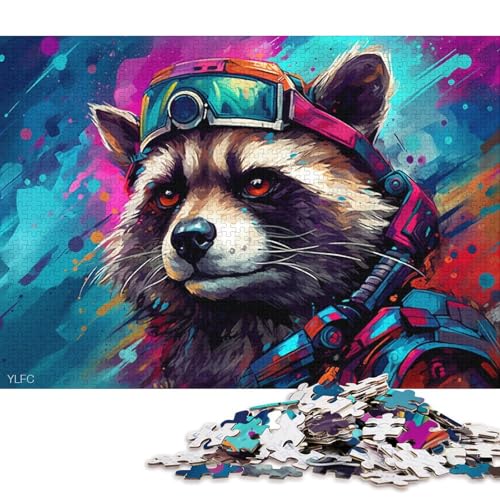 Puzzle für Erwachsene, 1000 Teile, buntes Roboter-Waschbär-Puzzle für Erwachsene, Kartonpuzzle, Lernspiel, Herausforderungsspielzeug 38x26cm/1000 Teile von LiJianXXL