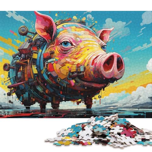 Puzzle für Erwachsene, 1000 Teile, buntes Roboterschwein-Puzzle für Erwachsene, Kartonpuzzle, Lernspiel, Herausforderungsspielzeug 38x26cm/1000 Teile von LiJianXXL