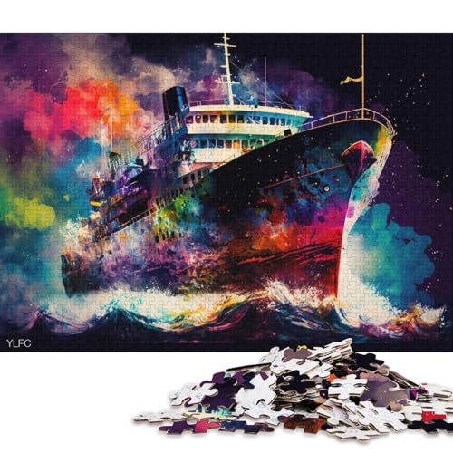 Puzzle für Erwachsene, 1000 Teile, buntes Schiffspuzzle, Holzpuzzle für Erwachsene, Familienspiele (Größe 75 * 50 cm) von LiJianXXL