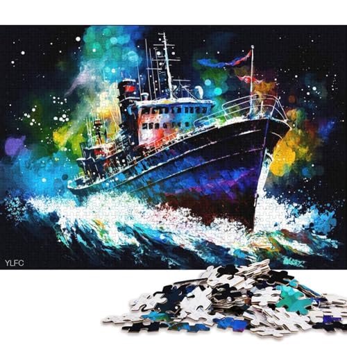 Puzzle für Erwachsene, 1000 Teile, buntes Schiffspuzzle, Holzpuzzle für Erwachsene, Familienspiele (Größe 75 * 50 cm) von LiJianXXL