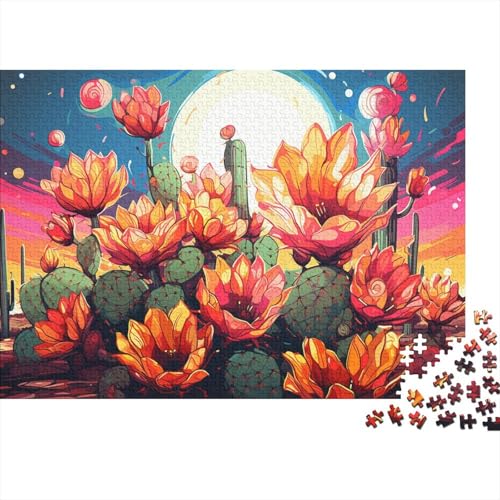 Puzzle für Erwachsene, 1000 Teile, farbenfrohe Saguaro-Kaktusblüte, Puzzle für Holzpuzzle, Heimdekoration, Puzzle, 50 x 75 cm von LiJianXXL