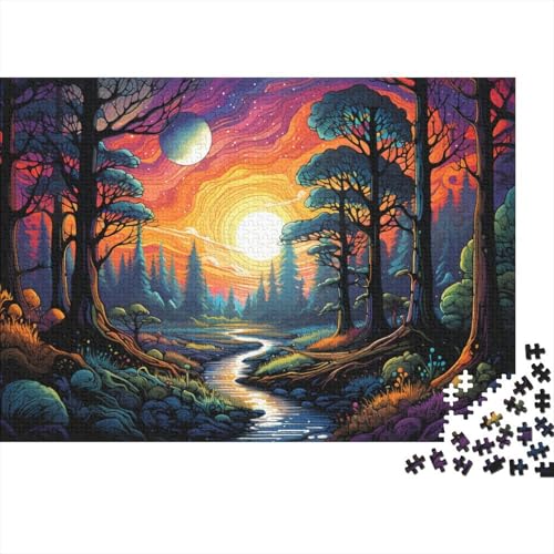 Puzzle für Erwachsene, 1000 Teile, farbenfrohe psychedelische Schönheit des Waldes, Puzzle für Erwachsene, Holzpuzzle, Lernspiele, Heimdekorationspuzzle. 50 x 75 cm von LiJianXXL