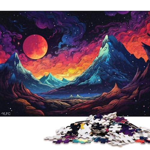 Puzzle für Erwachsene, 1000 Teile, farbenfrohe schneebedeckte Berge, Puzzle für Erwachsene, Puzzle aus Pappe, Lernspielzeug, Familienspiele 38x26cm/1000 Teile von LiJianXXL