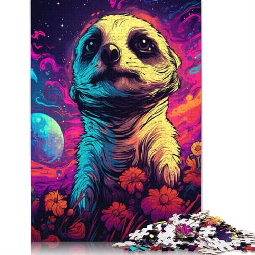 Puzzle für Erwachsene, 1000 Teile, farbenfrohes Astronauten-Erdmännchen-Puzzle für Erwachsene, Holzpuzzle, Lernspielzeug, Familienspiele, 75 x 50 cm von LiJianXXL