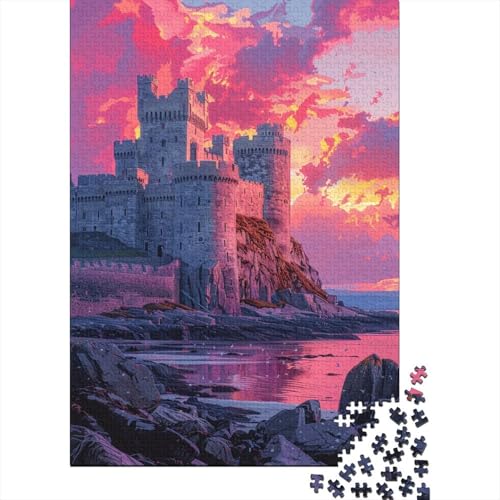 Puzzle für Erwachsene, 1000 Teile, farbiges Castell Caernarfon-Puzzle für Erwachsene, Holzpuzzle, Heimdekoration (Größe 75 x 50 cm) von LiJianXXL