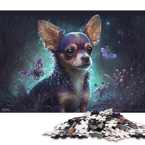 Puzzle für Erwachsene, 1000 Teile, magisches Chihuahua-Hundepuzzle für Erwachsene, Kartonpuzzle, Lernspiel, Herausforderungsspielzeug 38x26cm/1000 Teile von LiJianXXL