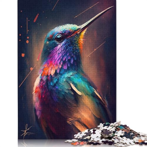 Puzzle für Erwachsene, 1000 Teile, schönes Kolibri-Puzzle, Geschenk, Holzpuzzle, Lernspiel, Herausforderungsspielzeug, 75 x 50 cm von LiJianXXL