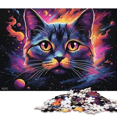 Puzzle für Erwachsene, 1000-teiliges Fantasie-Katzen-Puzzle für Erwachsene, Kartonpuzzle, Lernspiel, Herausforderungsspielzeug 38x26cm/1000 Teile von LiJianXXL