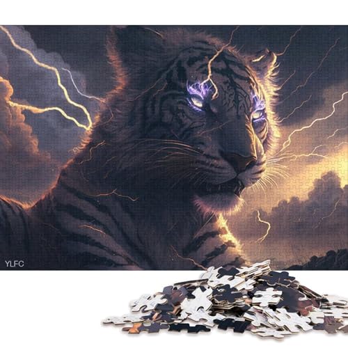 Puzzle für Erwachsene, 1000-teiliges Fantasie-Puzzle mit weißem Tiger, Kartonpuzzle, Lernspiel, Herausforderungsspielzeug 38x26cm/1000 Teile von LiJianXXL