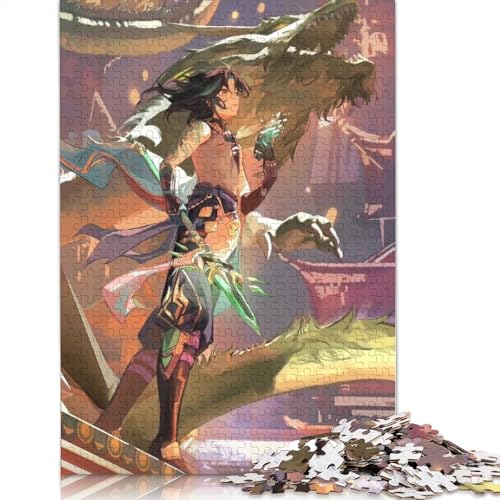 Puzzle für Erwachsene, 1000-teiliges Genshin Impact-Puzzle für Erwachsene, Kartonpuzzle, Lernspiele für Erwachsene und Kinder (Größe 38 x 26 cm) von LiJianXXL