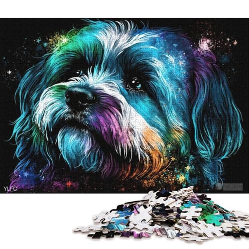 Puzzle für Erwachsene, 1000-teiliges Havaneser-Hunde-Puzzle für Kinder, Kartonpuzzle, schwierig und herausfordernd (Größe 38 * 26 cm) von LiJianXXL