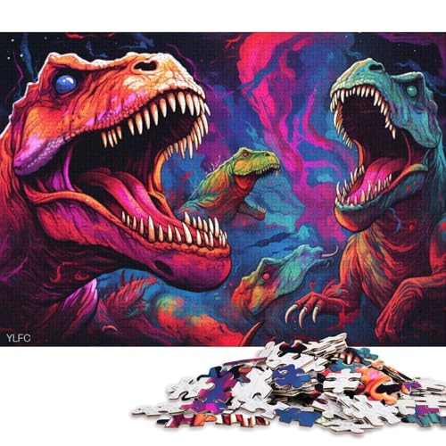 Puzzle für Erwachsene, 1000-teiliges Kunst-Dinosaurier-Puzzle für Erwachsene und Kinder, Papppuzzle, Familienpuzzlespiel 38x26cm/1000 Teile von LiJianXXL