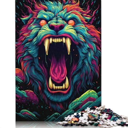 Puzzle für Erwachsene, 1000-teiliges Puzzle Wütender Löwe für Erwachsene, Kartonpuzzle, anspruchsvolles Spielpuzzle, 38 x 26 cm von LiJianXXL