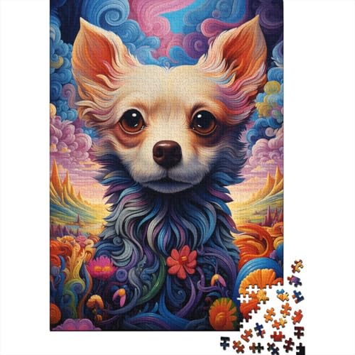 Puzzle für Erwachsene, Art Chihuahua, 1000 Teile, Holzpuzzle, geeignet für Erwachsene und Kinder ab 12 Jahren, lustige Puzzlespiele (Größe 75 x 50 cm) von LiJianXXL