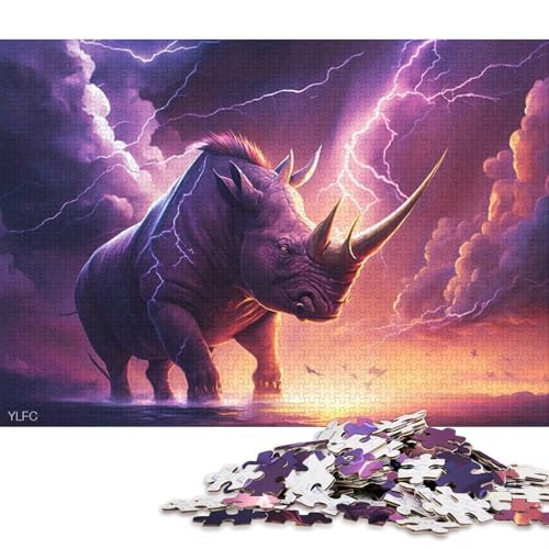 Puzzle für Erwachsene, Art Dream Rhino, 1000-teiliges Puzzle für Erwachsene, Kartonpuzzle für Erwachsene, Familienlernen, pädagogisches Puzzle 38x26cm/1000 Teile von LiJianXXL