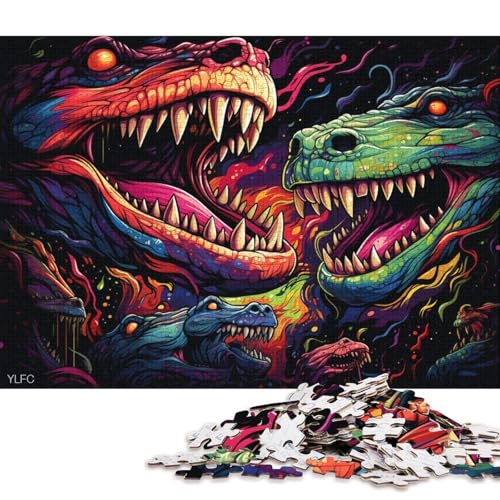 Puzzle für Erwachsene, Art-Krokodil, 1000-teiliges Puzzle, Kartonpuzzle für Erwachsene und Kinder ab 12 Jahren, entspannendes geistiges Lernspielzeug 38x26cm/1000 Teile von LiJianXXL