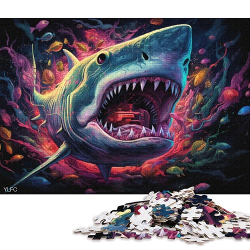 Puzzle für Erwachsene, Art Shark, 1000-teiliges Puzzle, Holzpuzzle, Puzzles für 12-Jährige, Spielzeug-Wanddekoration 75x50cm/1000 Teile von LiJianXXL