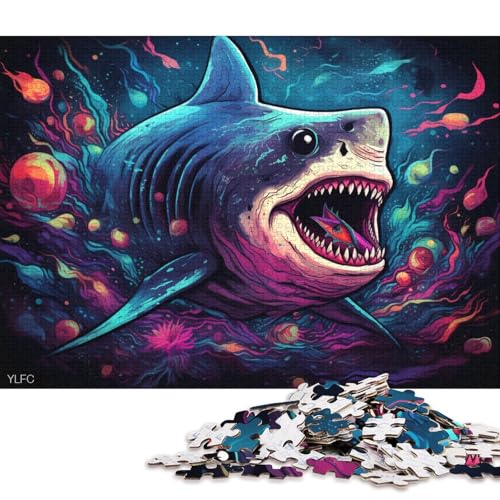 Puzzle für Erwachsene, Art Shark, 1000-teiliges Puzzle, Kartonpuzzle für Erwachsene und Kinder ab 12 Jahren, entspannendes geistiges Lernspielzeug 38x26cm/1000 Teile von LiJianXXL