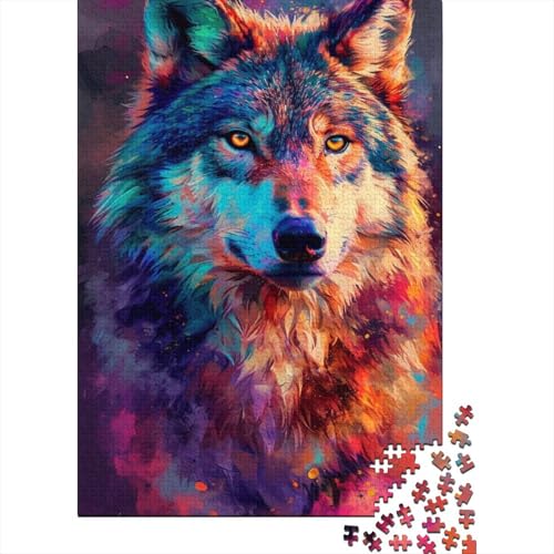 Puzzle für Erwachsene, Art Wolf, farbenfrohes 1000-teiliges Puzzle, Holzpuzzle für Erwachsene und Kinder ab 12 Jahren, Spielzeug, Denkspiel (Größe 75 x 50 cm) von LiJianXXL