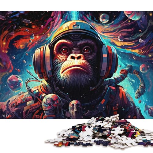 Puzzle für Erwachsene, Astronauten-AFFE, Puzzle für Erwachsene, 1000-teiliges Holzpuzzle für Erwachsene und Kinder ab 12 Jahren, Heimkunstdekor 75x50cm/1000 Teile von LiJianXXL