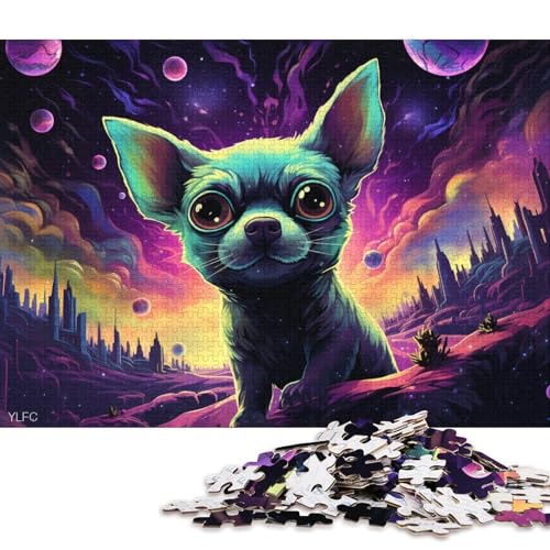 Puzzle für Erwachsene, Astronauten-Chihuahua, 1000-teiliges Puzzle, Holzpuzzle für Erwachsene, Geschenke, Herausforderung für die Familie 75x50cm/1000 Teile von LiJianXXL