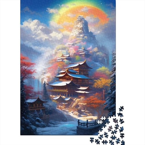 Puzzle für Erwachsene, Berg mit bunten Sternen, 1000-teiliges Puzzle, Holzpuzzle für Erwachsene und Kinder ab 12 Jahren, Spielzeug, Denkspiel (Größe 75 x 50 cm) von LiJianXXL