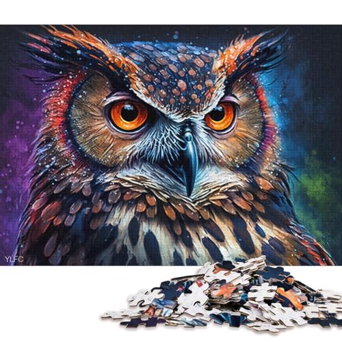 Puzzle für Erwachsene, Bunte Eule, 1000-teiliges Puzzle aus Pappe für Erwachsene und Kinder ab 12 Jahren, Lernspiel, herausforderndes Spielzeug (Größe 38 * 26 cm) von LiJianXXL