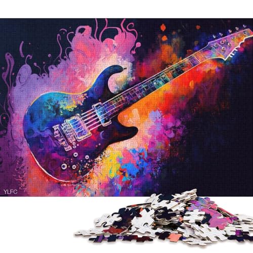 Puzzle für Erwachsene, Bunte Gitarre, 1000-teiliges Puzzle, Holzpuzzle, geeignet für Erwachsene, schwierige Puzzles für Frauen und Männer (Größe 75 * 50 cm) von LiJianXXL