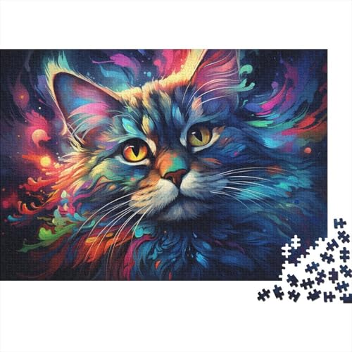 Puzzle für Erwachsene, Bunte Katzen-Puzzles für Erwachsene, 1000-teiliges Holzpuzzle für Erwachsene und Kinder, Stressabbau-Spielzeug, 50 x 75 cm von LiJianXXL