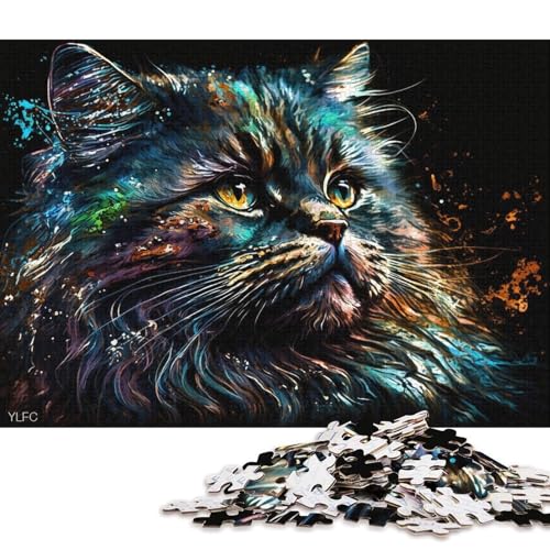 Puzzle für Erwachsene, Bunte Perserkatze, 1000-teiliges Puzzle aus Pappe für Erwachsene und Kinder ab 12 Jahren, Lernspiel, herausforderndes Spielzeug (Größe 38 * 26 cm) von LiJianXXL